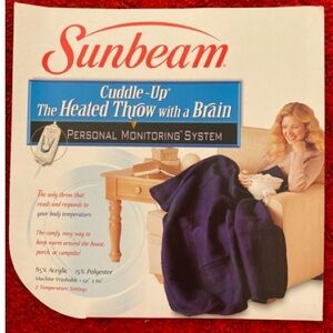 Sunbeam Heated Blanket  with Controllers - Black, Cream, Tan